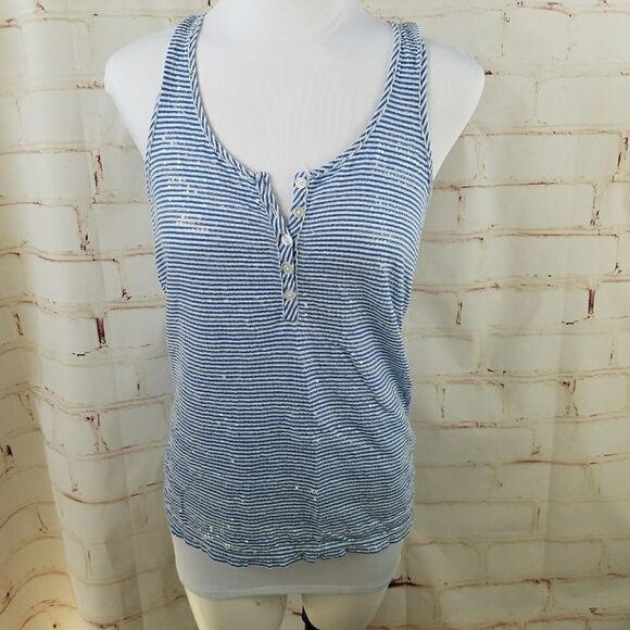 3/$25 J CREW factory tank XS sequins stripe blue - Picture 1 of 6